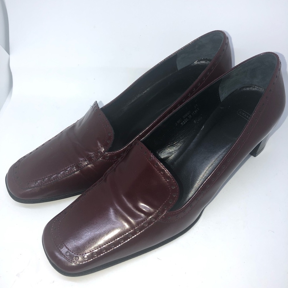Coach square toe chunk heels (Burgundy)